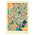 Austin Stadtkarte Poster – Polychroma Modern Art Print