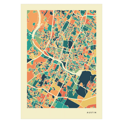 Austin Stadtkarte Poster – Polychroma Modern Art Print