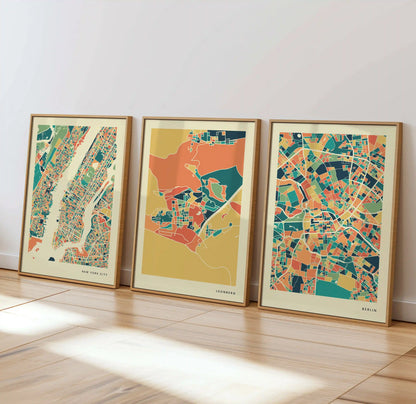 Leonberg Stadtkarte Poster – Polychroma Modern Art Print