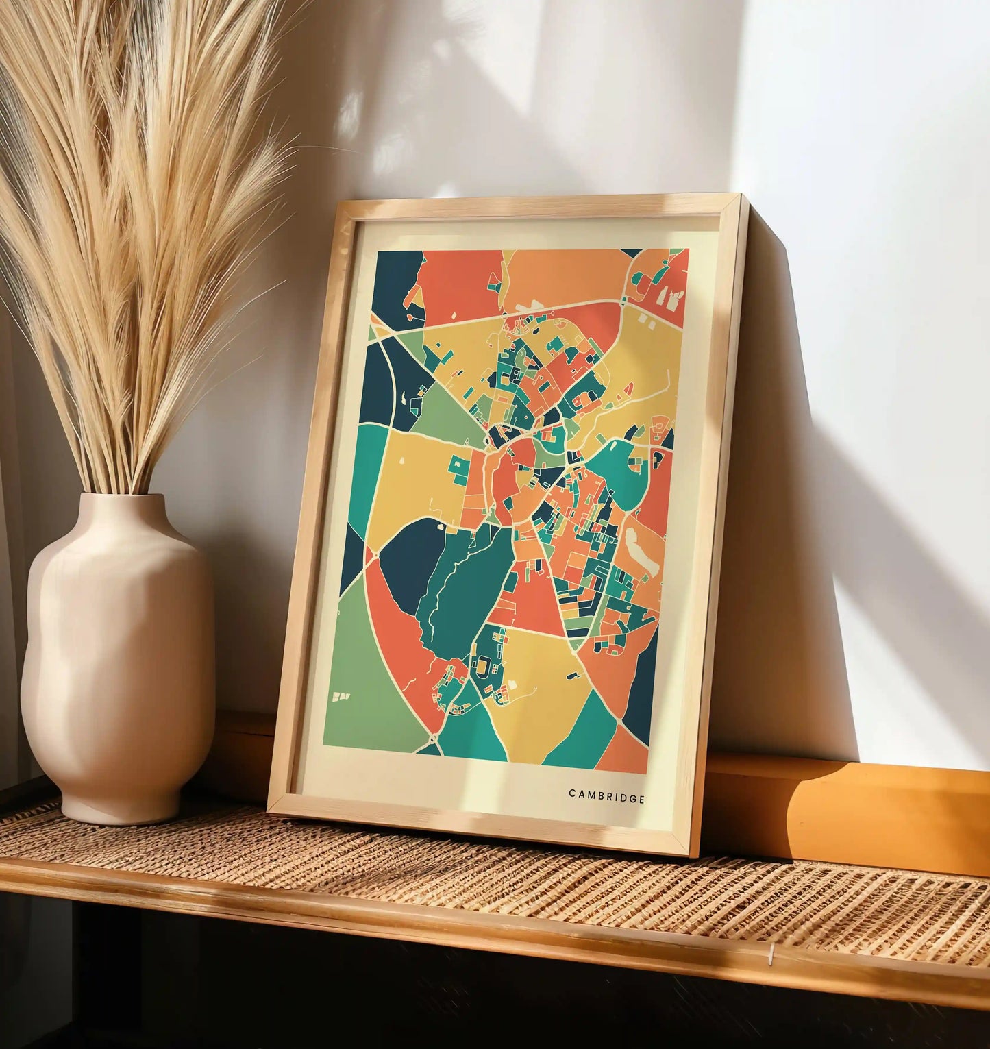 Cambridge Stadtkarte Poster – Polychroma Modern Art Print