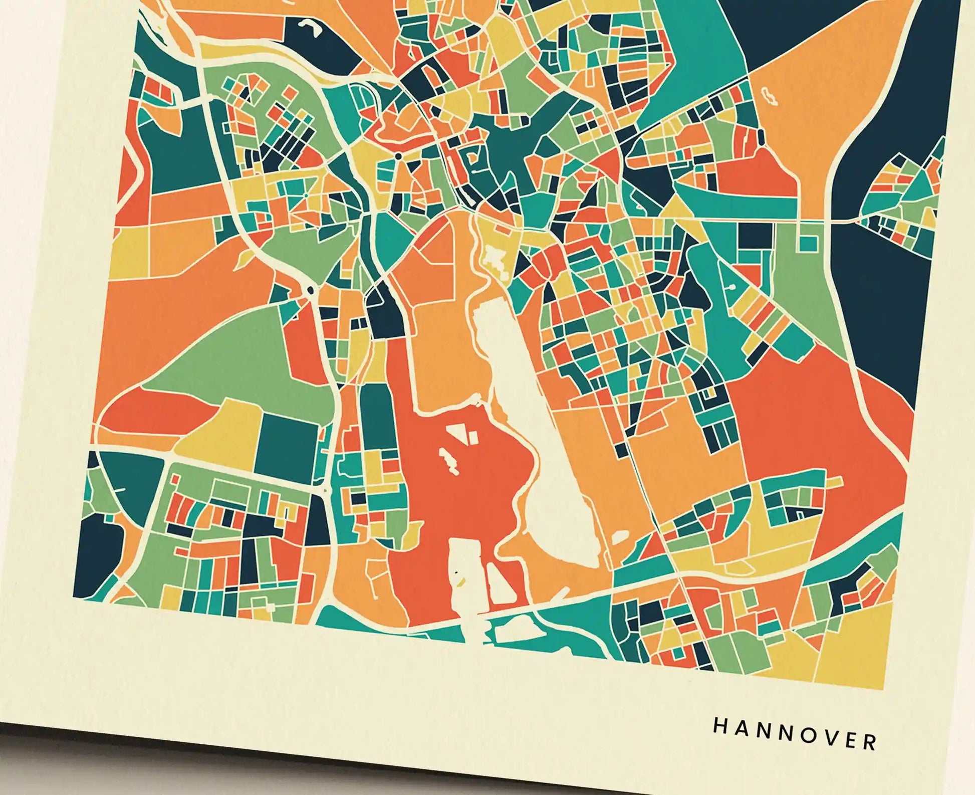Hannover Stadtkarte Poster – Polychroma Modern Art Print