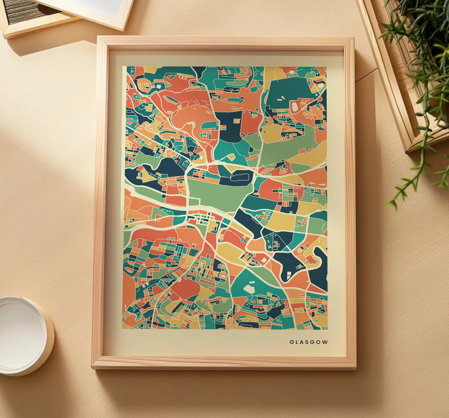 Glasgow Stadtkarte Poster – Polychroma Modern Art Print