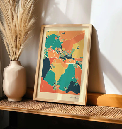 Göppingen Stadtkarte Poster – Polychroma Modern Art Print