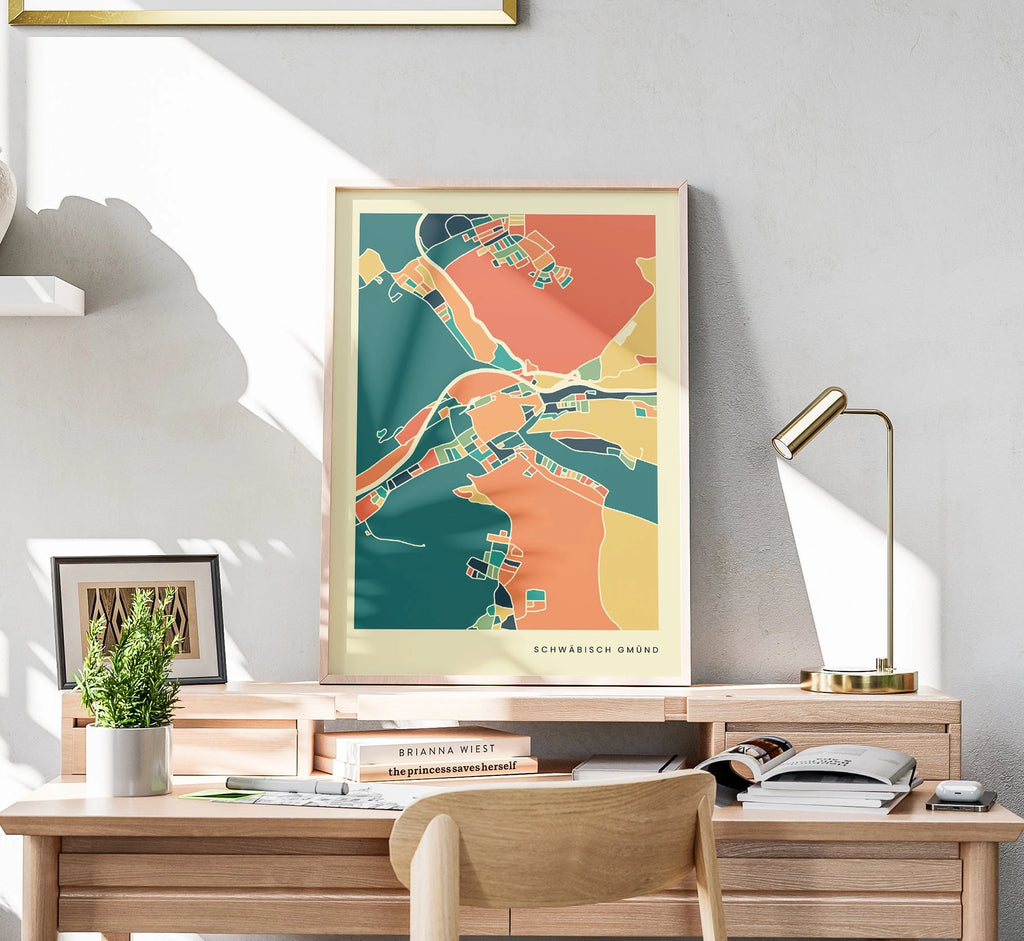 Schwäbisch Gmünd Stadtkarte Poster – Polychroma Modern Art Print