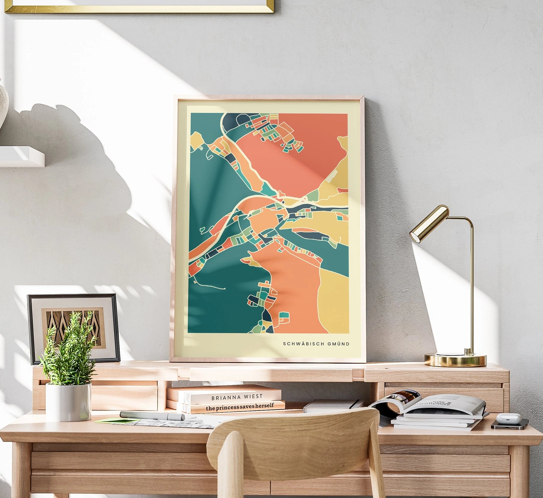 Schwäbisch Gmünd Stadtkarte Poster – Polychroma Modern Art Print