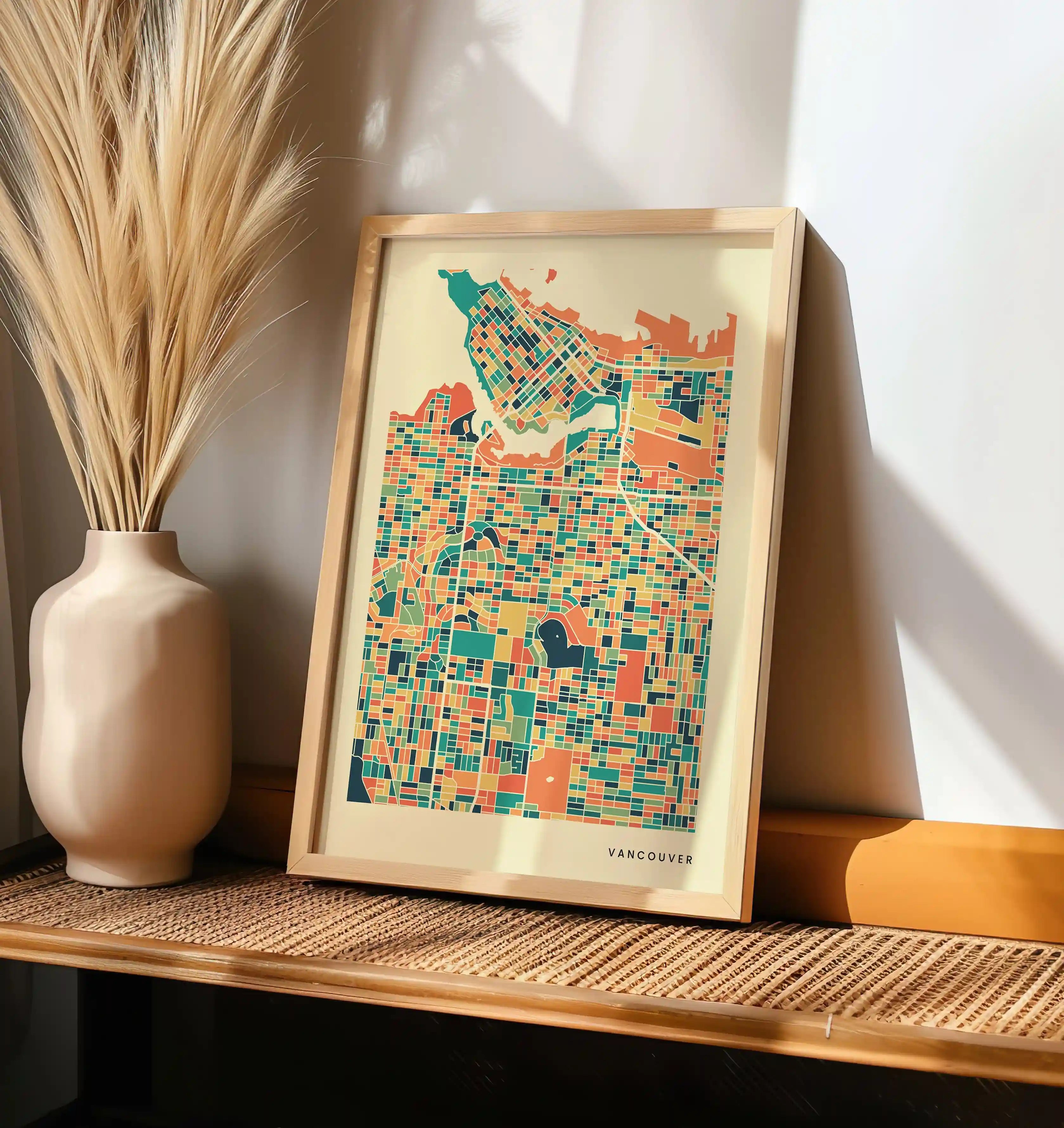Vancouver Stadtkarte Poster – Polychroma Modern Art Print