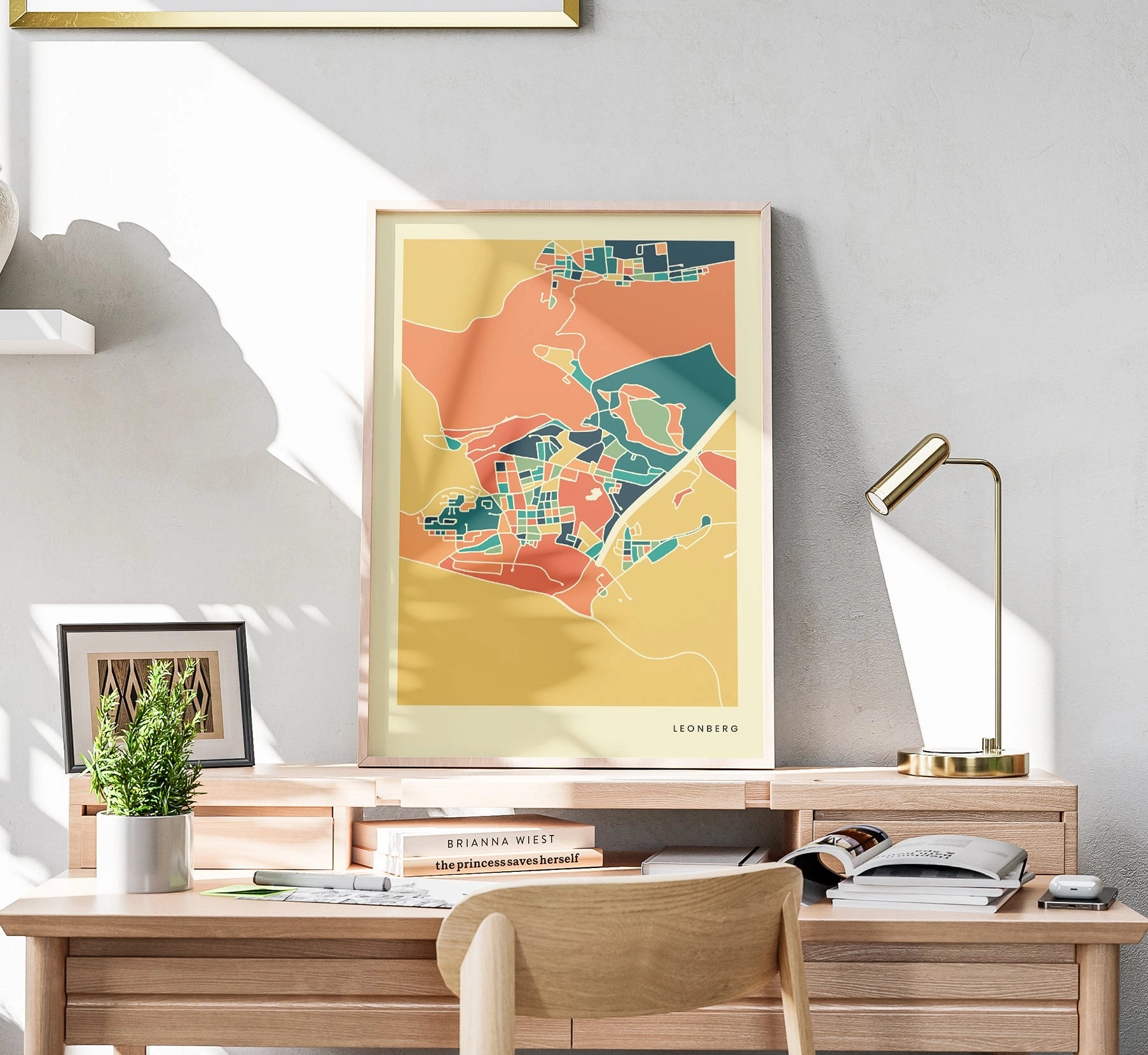 Leonberg Stadtkarte Poster – Polychroma Modern Art Print