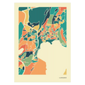 Lugano Stadtkarte Poster – Polychroma Modern Art Print