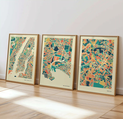 Melbourne Stadtkarte Poster – Polychroma Modern Art Print