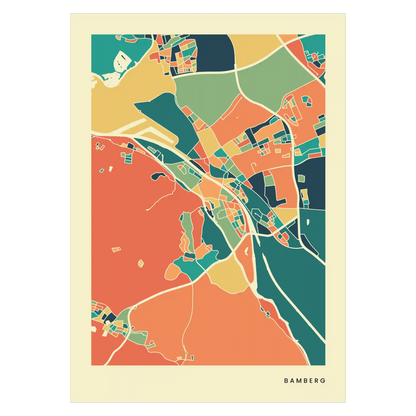 Bamberg Stadtkarte Poster – Polychroma Modern Art Print