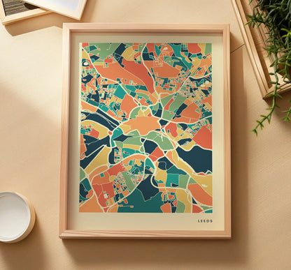 Leeds Stadtkarte Poster – Polychroma Modern Art Print
