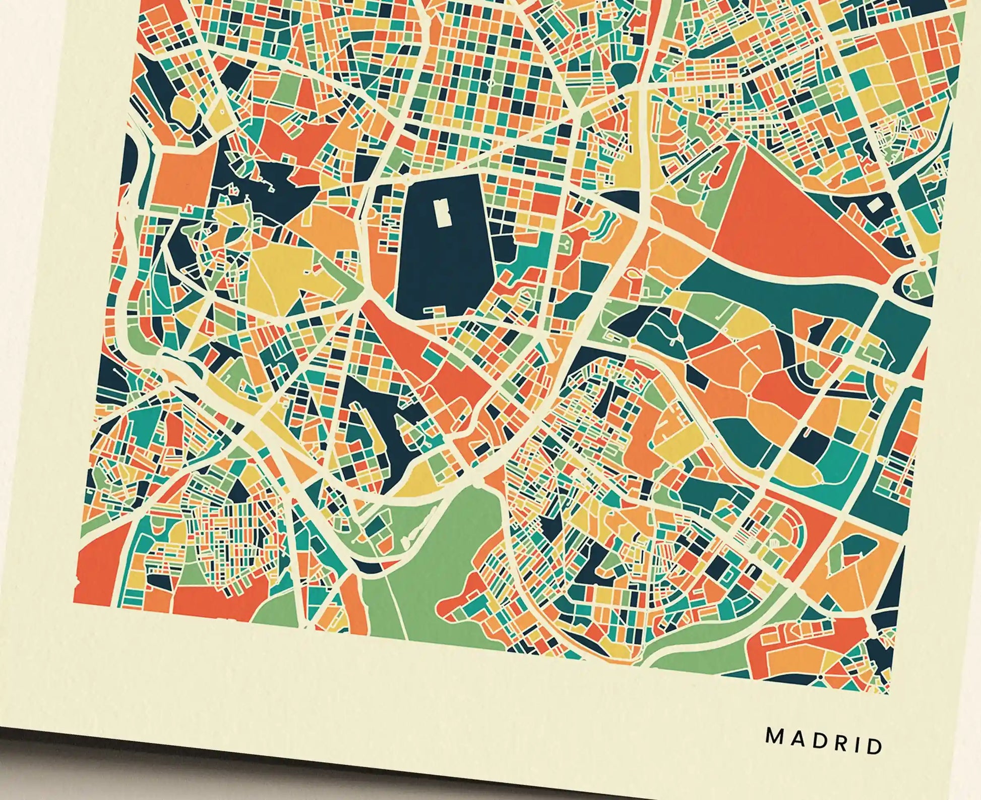 Madrid Stadtkarte Poster – Polychroma Modern Art Print