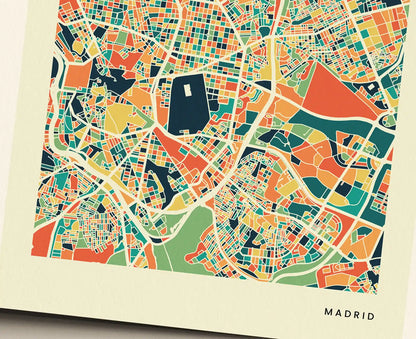 Madrid Stadtkarte Poster – Polychroma Modern Art Print