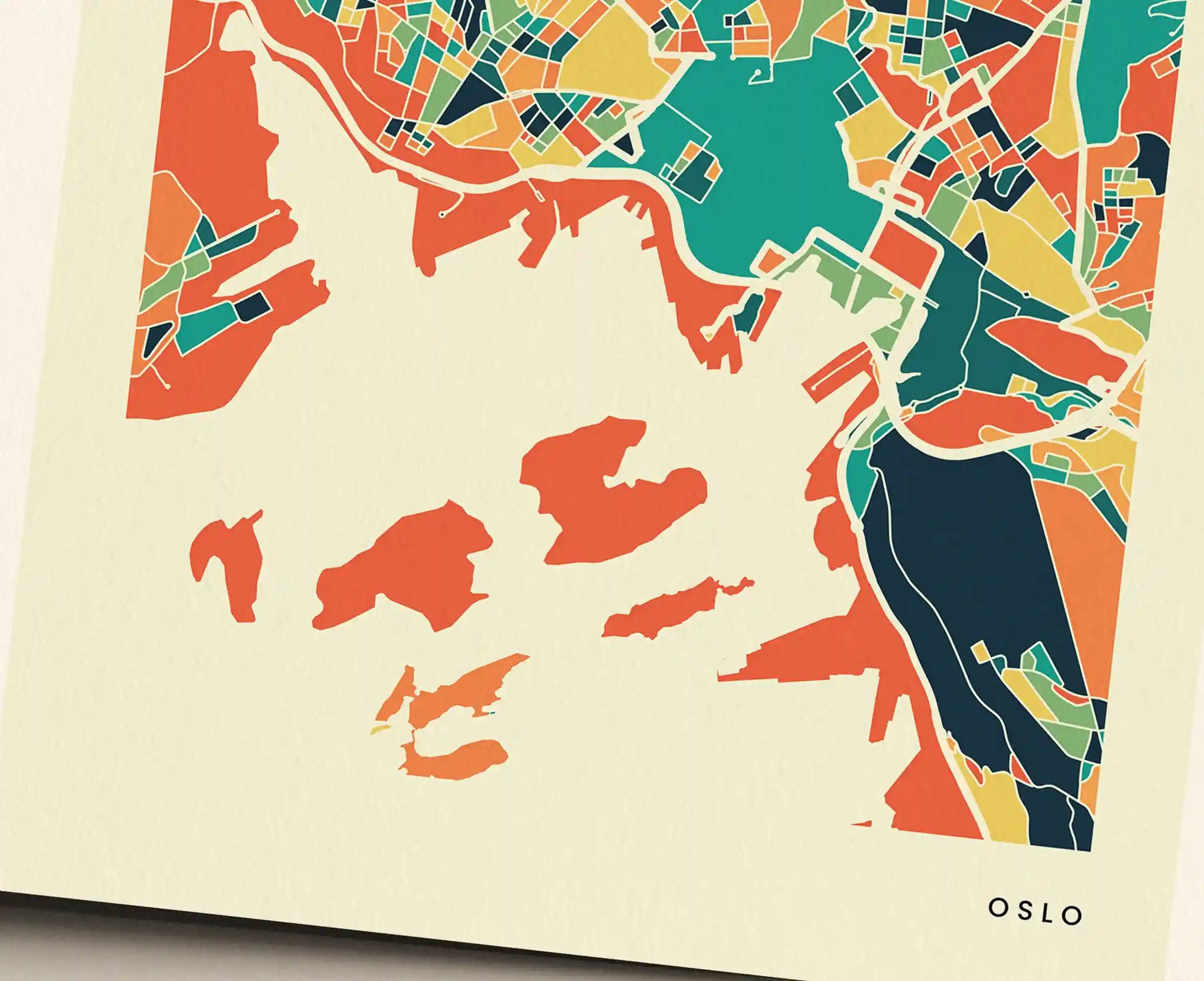 Oslo Stadtkarte Poster – Polychroma Modern Art Print