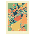 Wuppertal Stadtkarte Poster – Polychroma Modern Art Print