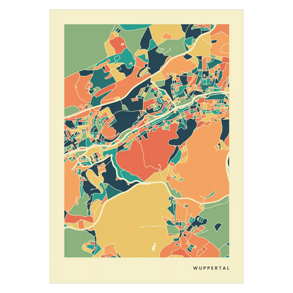 Wuppertal Stadtkarte Poster – Polychroma Modern Art Print