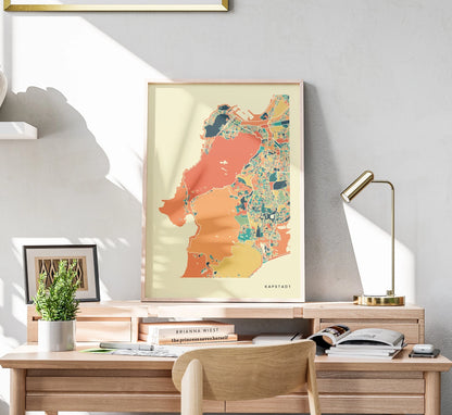 Kapstadt Stadtkarte Poster – Polychroma Modern Art Print