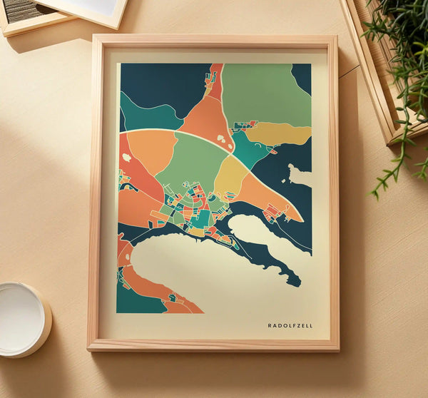 Radolfzell Stadtkarte Poster – Polychroma Modern Art Print