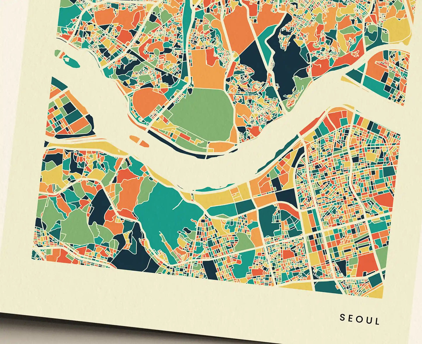 Seoul Stadtkarte Poster – Polychroma Modern Art Print