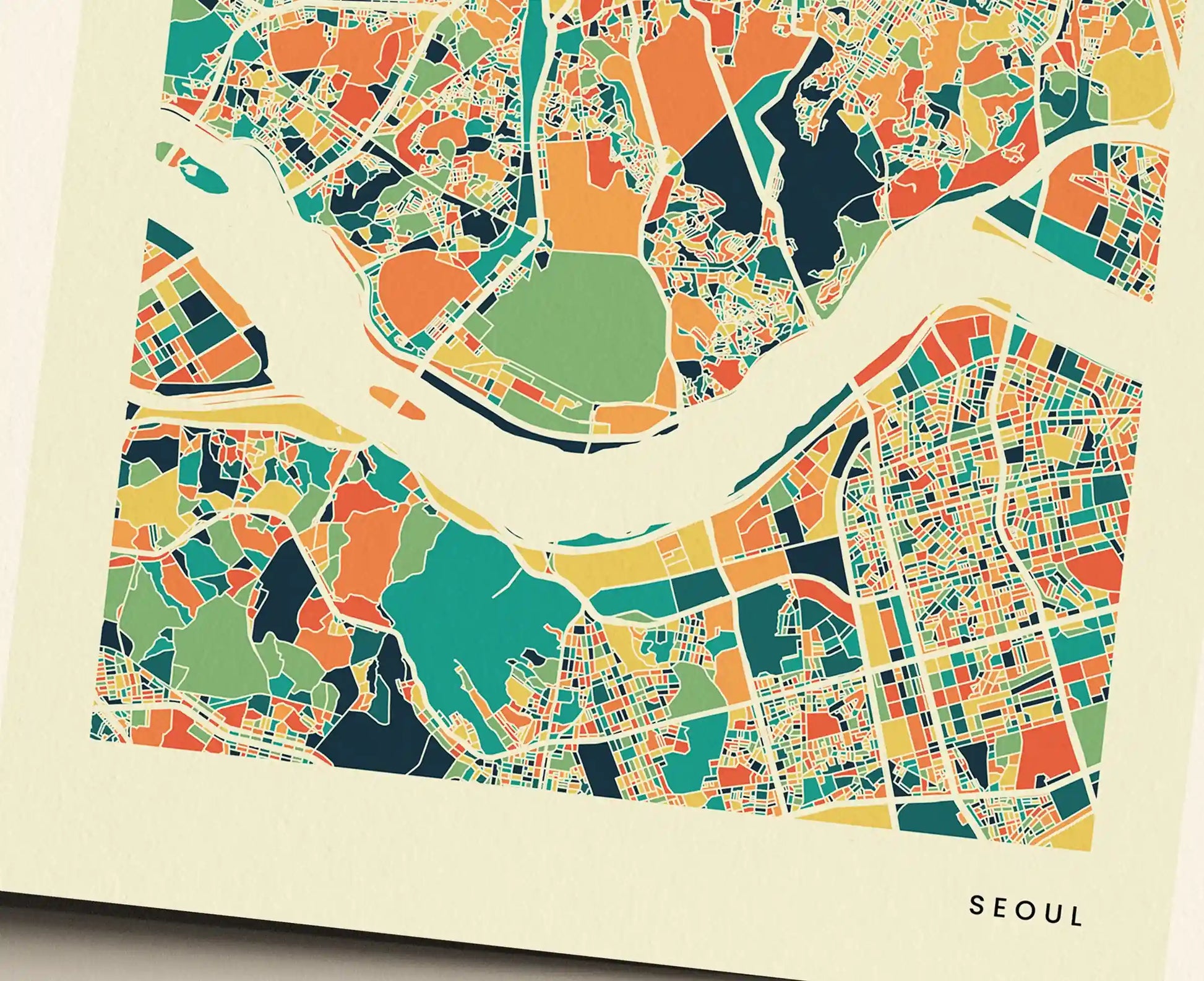 Seoul Stadtkarte Poster – Polychroma Modern Art Print