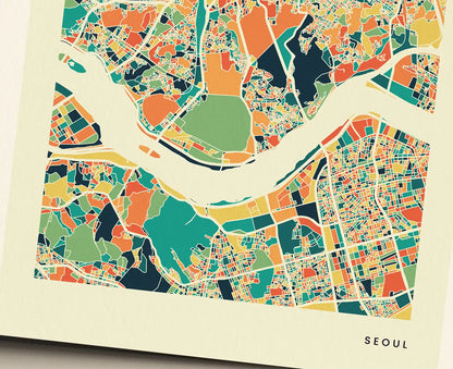 Seoul Stadtkarte Poster – Polychroma Modern Art Print