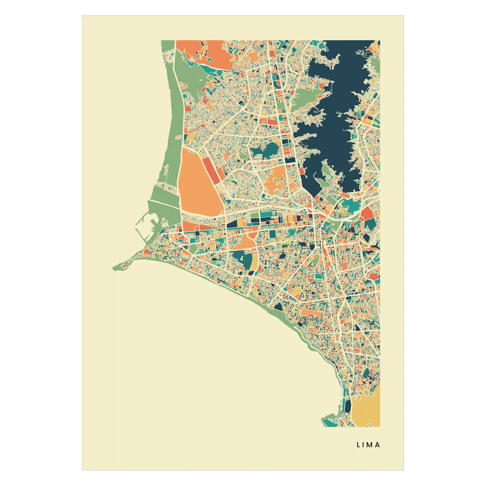 Lima Stadtkarte Poster – Polychroma Modern Art Print