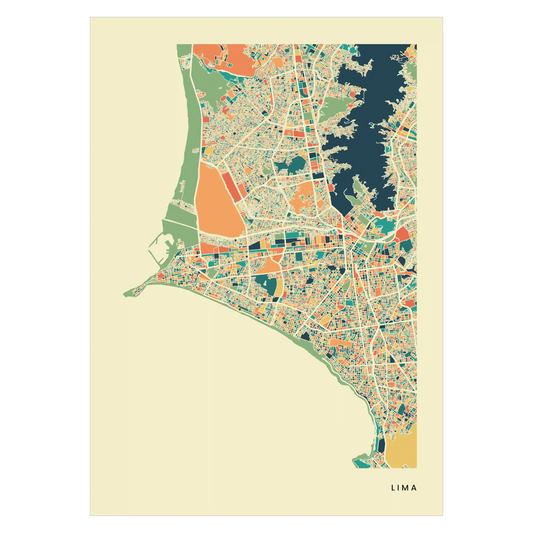 Lima Stadtkarte Poster – Polychroma Modern Art Print