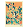 Graz Stadtkarte Poster – Polychroma Modern Art Print