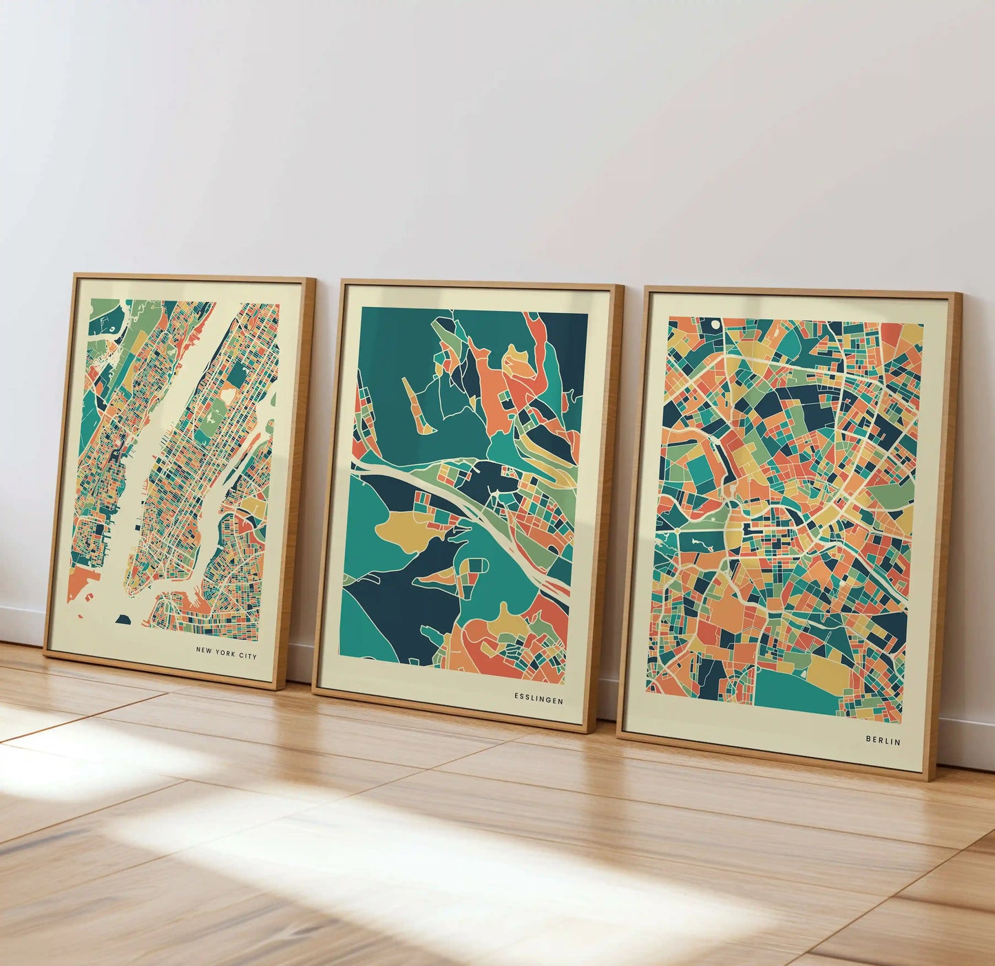 Esslingen Stadtkarte Poster – Polychroma Modern Art Print