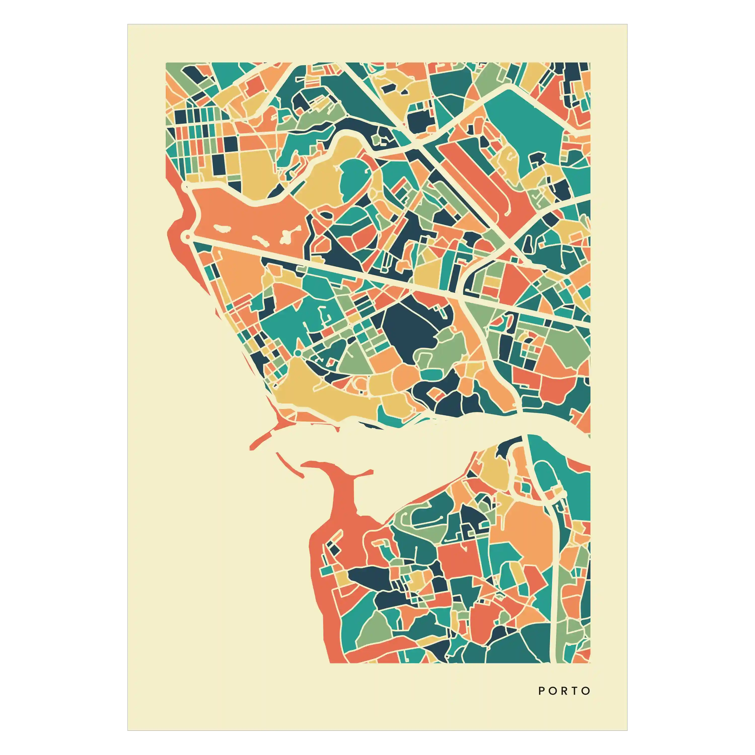 Porto Stadtkarte Poster – Polychroma Modern Art Print