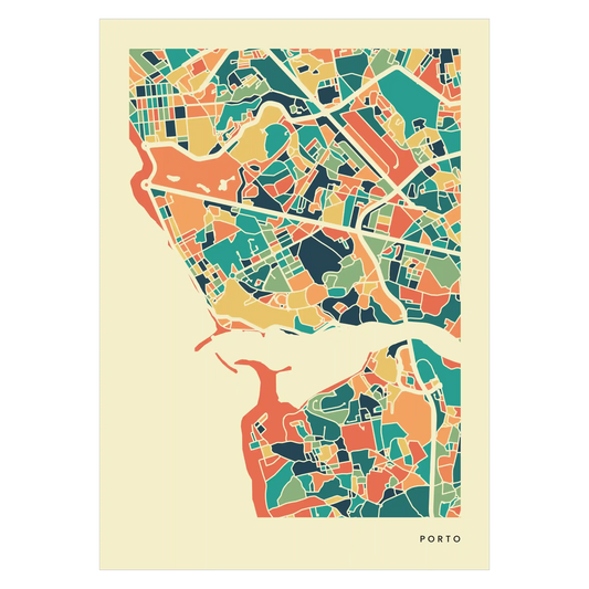 Porto Stadtkarte Poster – Polychroma Modern Art Print