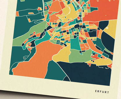Erfurt Stadtkarte Poster – Polychroma Modern Art Print