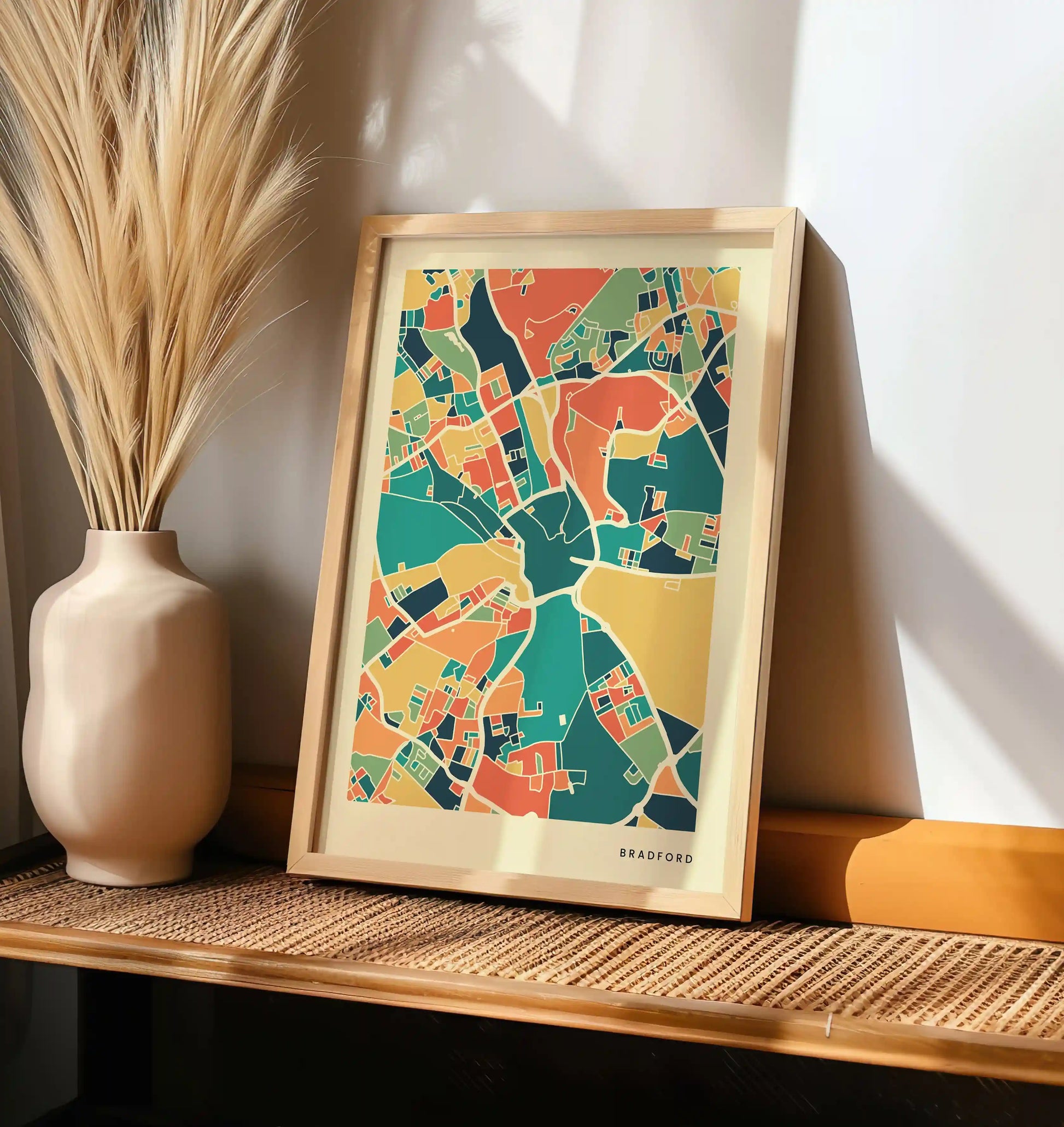 Bradford Stadtkarte Poster – Polychroma Modern Art Print