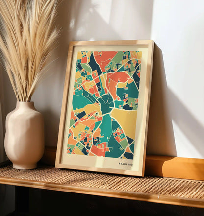 Bradford Stadtkarte Poster – Polychroma Modern Art Print