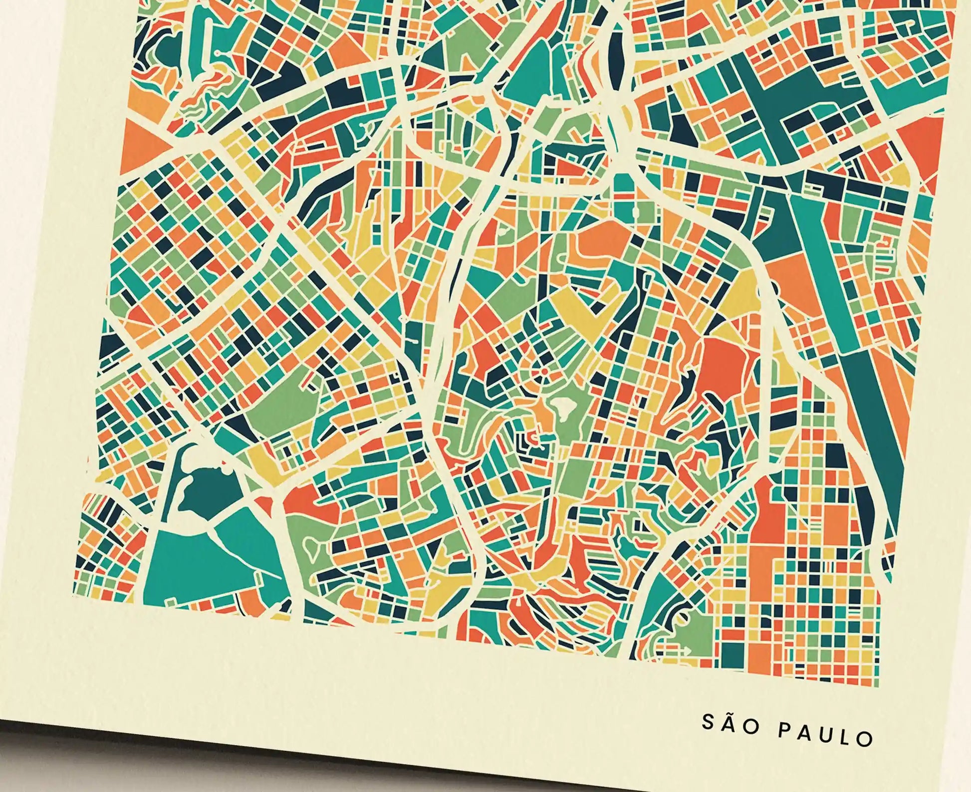 São Paulo Stadtkarte Poster - Polychroma Stadtplan Modern Art Print Stadtkarte Poster – Polychroma Modern Art Print