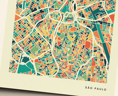 São Paulo Stadtkarte Poster - Polychroma Stadtplan Modern Art Print Stadtkarte Poster – Polychroma Modern Art Print