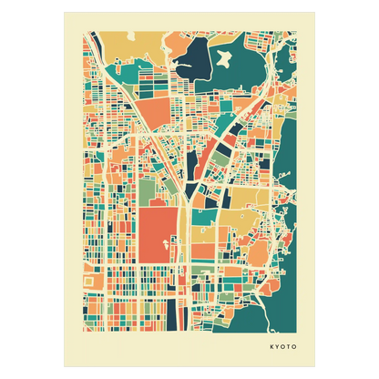 Kyoto Stadtkarte Poster – Polychroma Modern Art Print