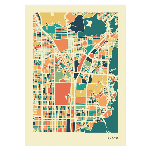Kyoto Stadtkarte Poster – Polychroma Modern Art Print