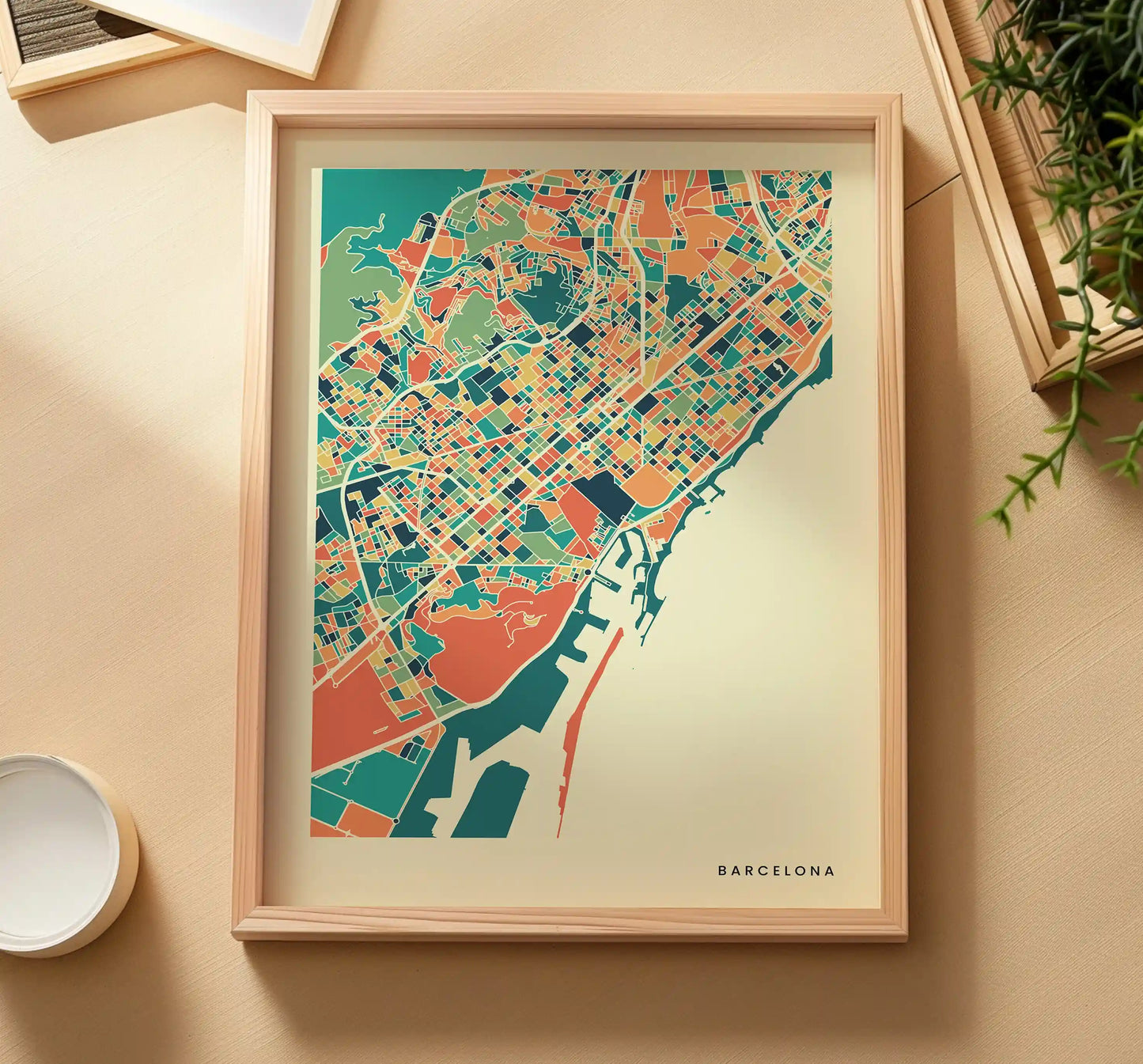 Barcelona Stadtkarte Poster – Polychroma Modern Art Print