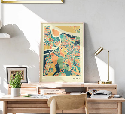 Belgrade Stadtkarte Poster – Polychroma Modern Art Print