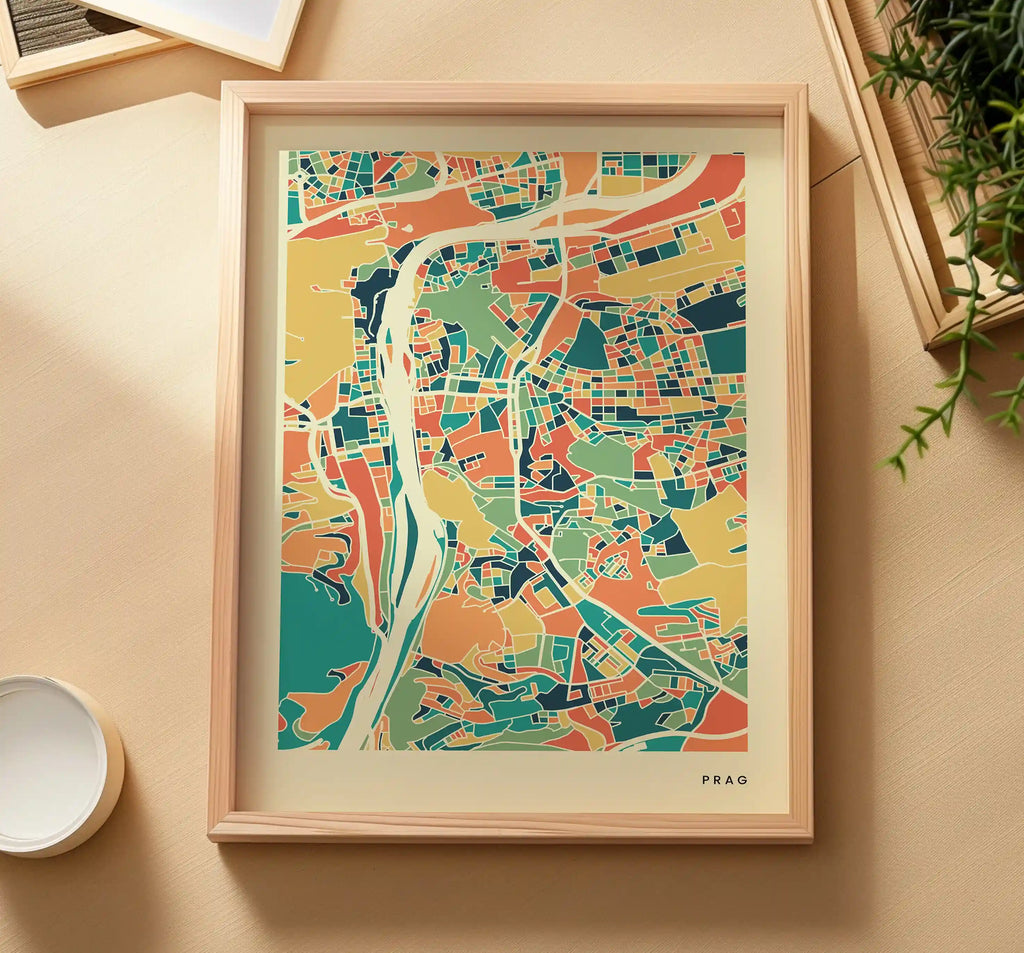 Prag Stadtkarte Poster – Polychroma Modern Art Print