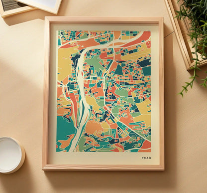 Prag Stadtkarte Poster – Polychroma Modern Art Print