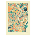 Ho Chi Minh City Stadtkarte Poster – Polychroma Modern Art Print
