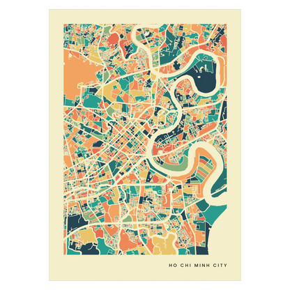 Ho Chi Minh City Stadtkarte Poster – Polychroma Modern Art Print