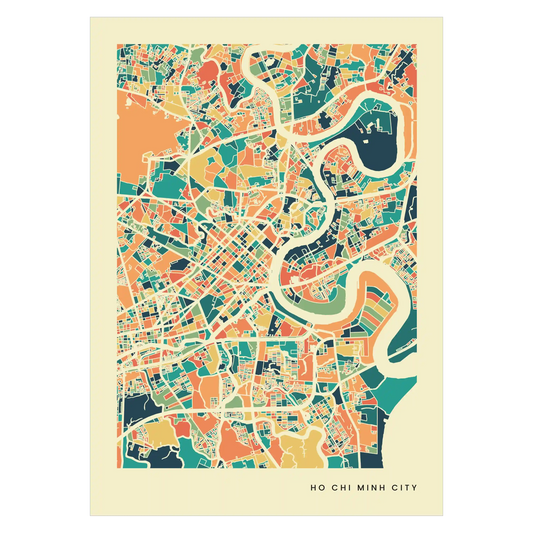 Ho Chi Minh City Stadtkarte Poster – Polychroma Modern Art Print