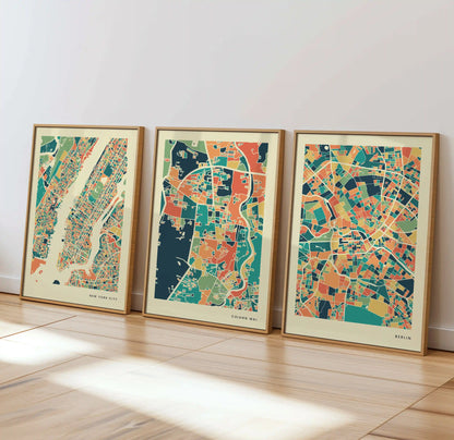 Chiang Mai Stadtkarte Poster – Polychroma Modern Art Print