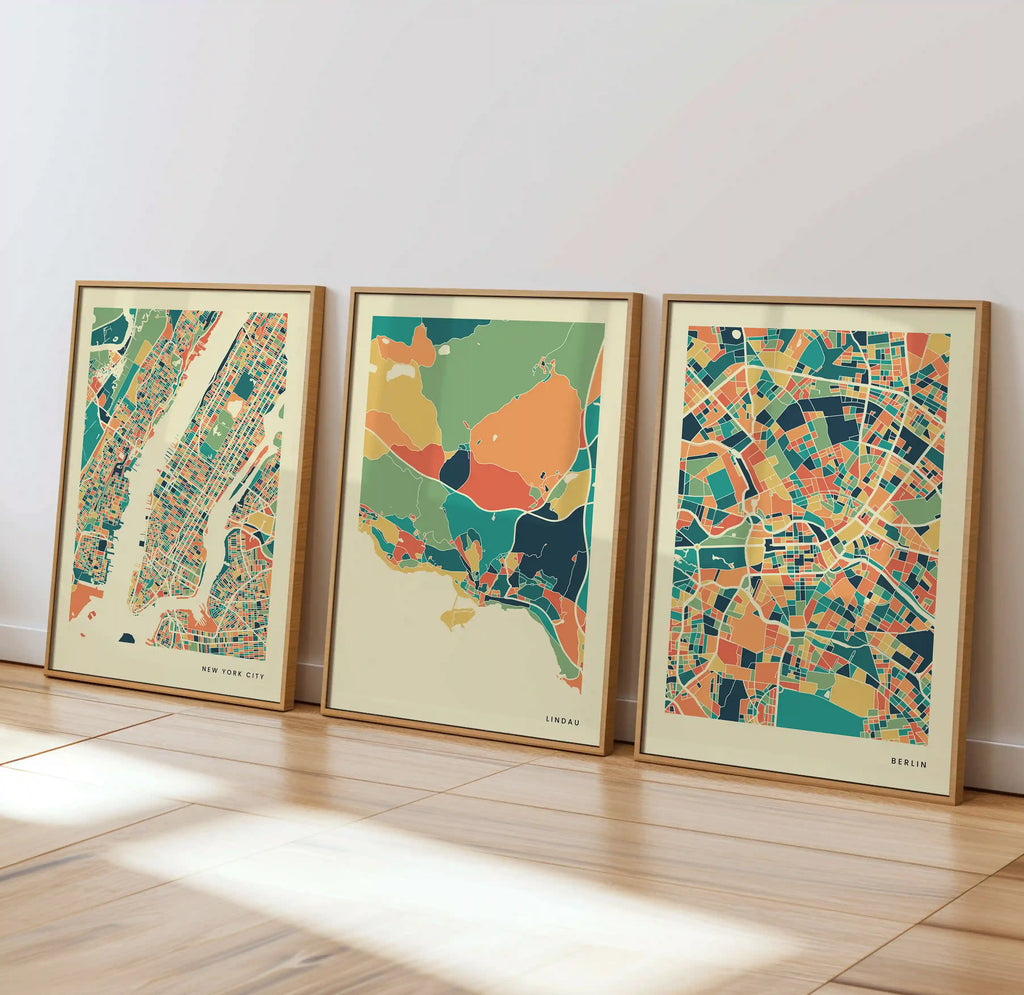 Lindau Stadtkarte Poster – Polychroma Modern Art Print