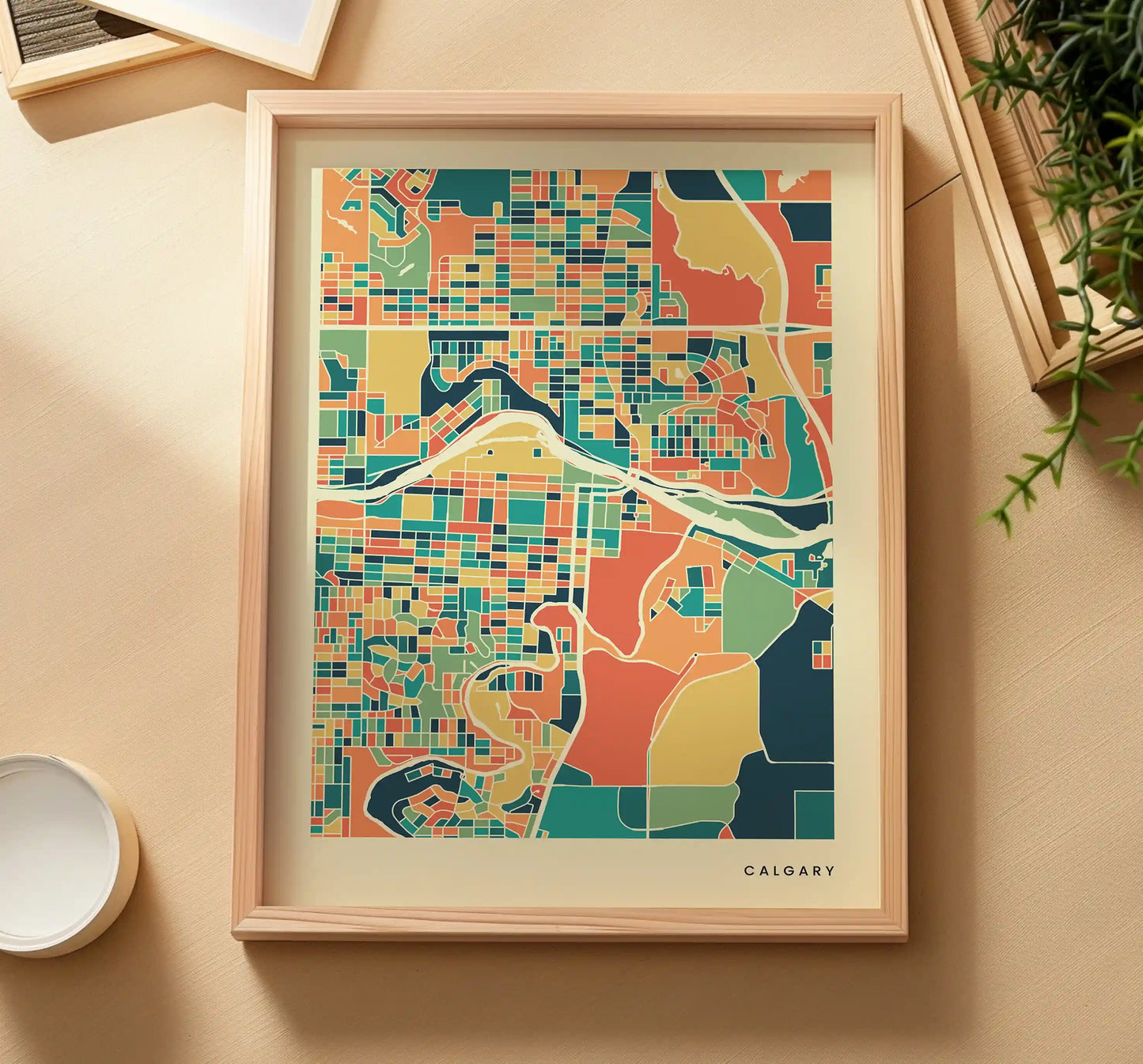 Calgary Stadtkarte Poster – Polychroma Modern Art Print