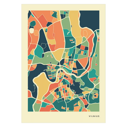 Vilnius Stadtkarte Poster – Polychroma Modern Art Print