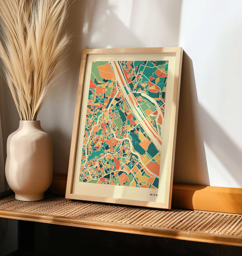 Wien Stadtkarte Poster – Polychroma Modern Art Print